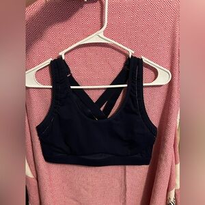 navy blue fabletics sports bra